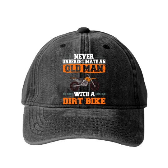 Dirt Bike Electric Motocross Riding MX Rider Washed Denim Baseball Caps