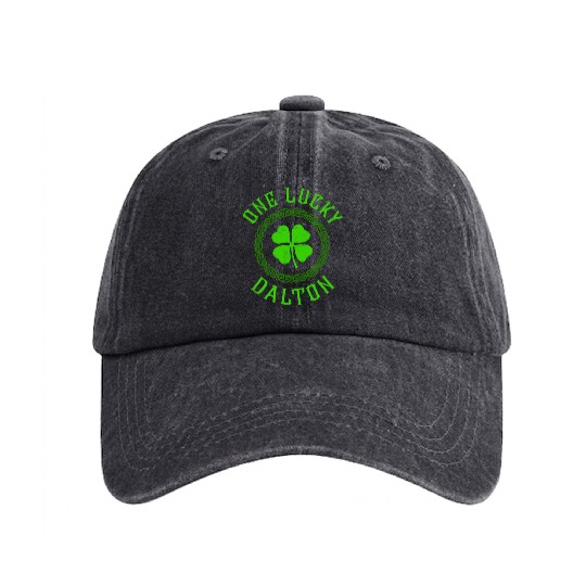 One Lucky Dalton Irish Family 4 Leaf Clover Washed Denim Baseball Caps