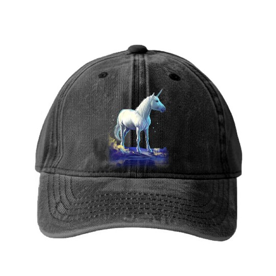 Magical unicorn Washed Denim Baseball Caps