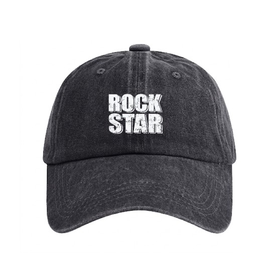 Rock Star Music Style Genre Guitar Rock Band Washed Denim Baseball Caps