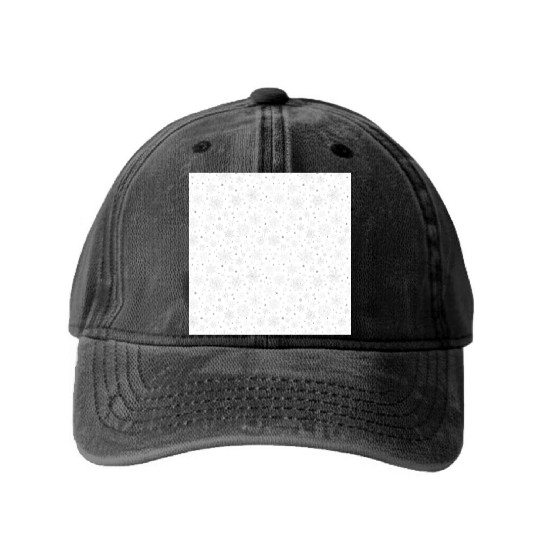 Modern Snowflakes Pattern White Silver Washed Denim Baseball Caps
