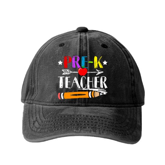 Funny Back To School Teacher Student Pre K Teacher Washed Denim Baseball Caps