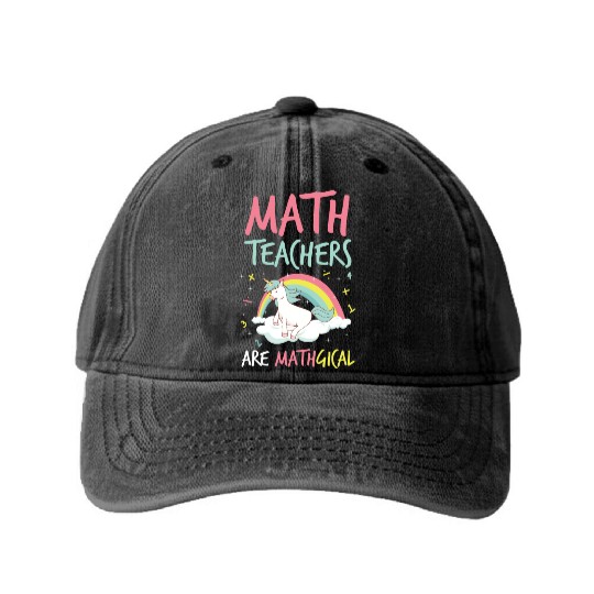 2Math Teachers Fun Unicorn Mathgical Teaching Gift Washed Denim Baseball Caps