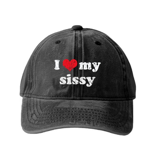 I Love Heart My Sissy Family Brother Sister Washed Denim Baseball Caps