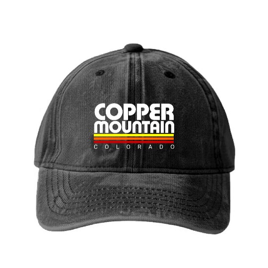 Retro Copper Mountain Colorado Washed Denim Baseball Caps
