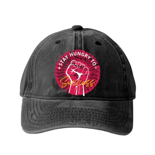 Stay hungry to success Washed Denim Baseball Caps