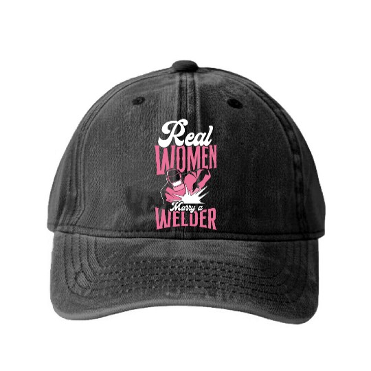Welder Welding Wife Marriage Washed Denim Baseball Caps