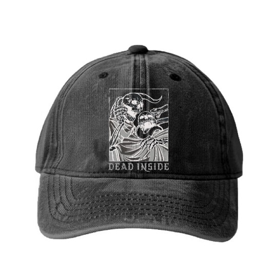 Skeleton Bones Tarot Card Occult Dead Gothic Washed Denim Baseball Caps