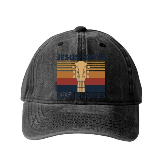 Jesus Loves Bass Players Vintage Washed Denim Baseball Caps