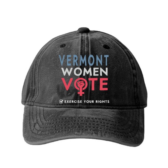 Vermont Women Vote Voter 2022 Election Feminist Washed Denim Baseball Caps