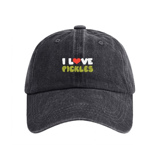 I Love Pickles Washed Denim Baseball Caps
