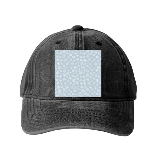 Modern Grey Snowflakes Pattern Washed Denim Baseball Caps