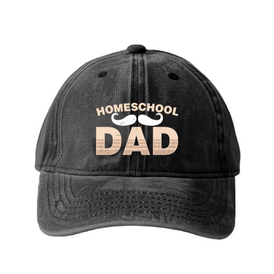 Homeschool Dad Father Homeschooling Daddy Washed Denim Baseball Caps