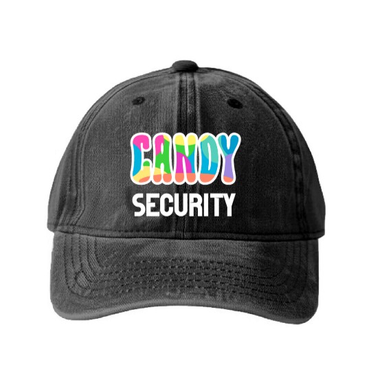 Funny Candy Security Halloween Gifts Washed Denim Baseball Caps