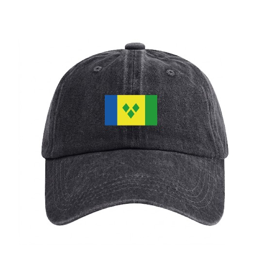 Official Saint Vincent Flag Vincentian Country Washed Denim Baseball Caps