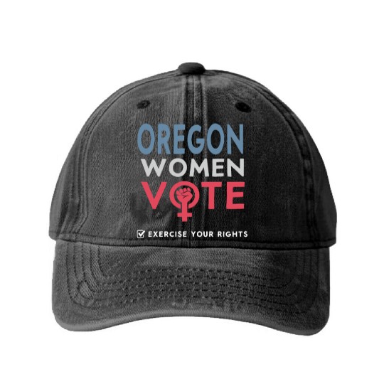 Oregon Women Vote Voter 2022 Election Feminist Washed Denim Baseball Caps