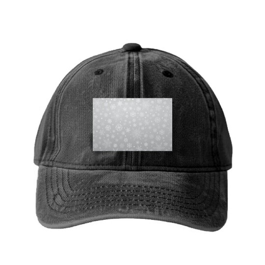 Abstract Grey Snowflakes Pattern Washed Denim Baseball Caps