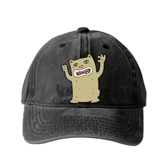 funny catzilla, cat lover Washed Denim Baseball Caps