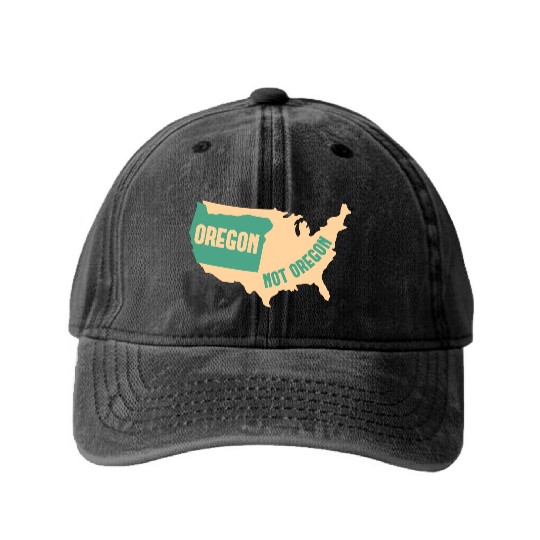 Oregon Not Oregon Map Design for proud Oregonians Washed Denim Baseball Caps