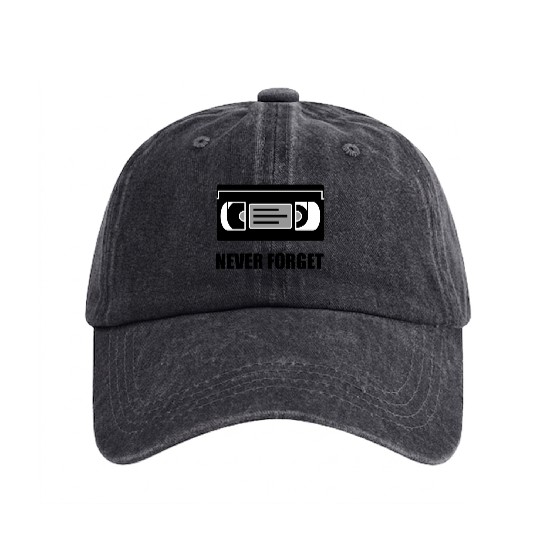 VHS Cassette Tape Never Forget Washed Denim Baseball Caps