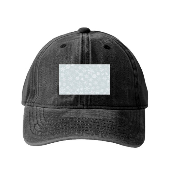 Winter Snowflakes Pattern Grey White Washed Denim Baseball Caps