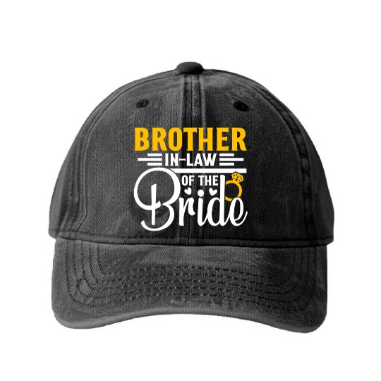 Brother in Law Of The Bride Wedding Party Matching Washed Denim Baseball Caps