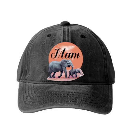 Mama Elephant Washed Denim Baseball Caps Cute Classic