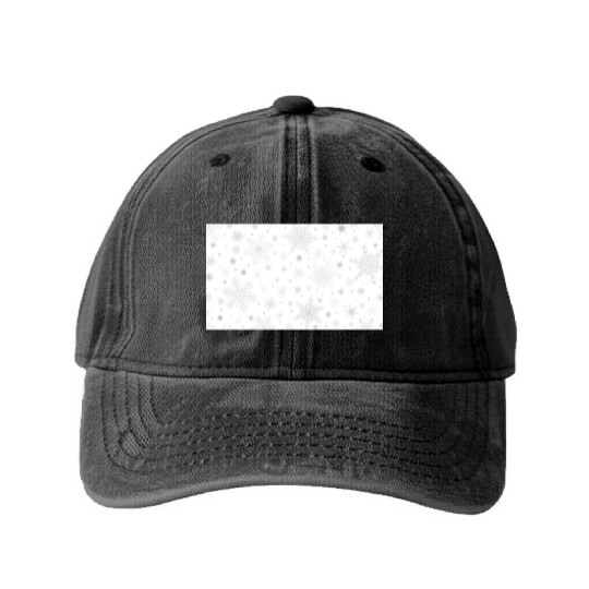 Christmas Snowflakes Pattern Grey White Washed Denim Baseball Caps