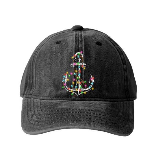 Christmas Lights Boating Sailing Cruise Boat Washed Denim Baseball Caps