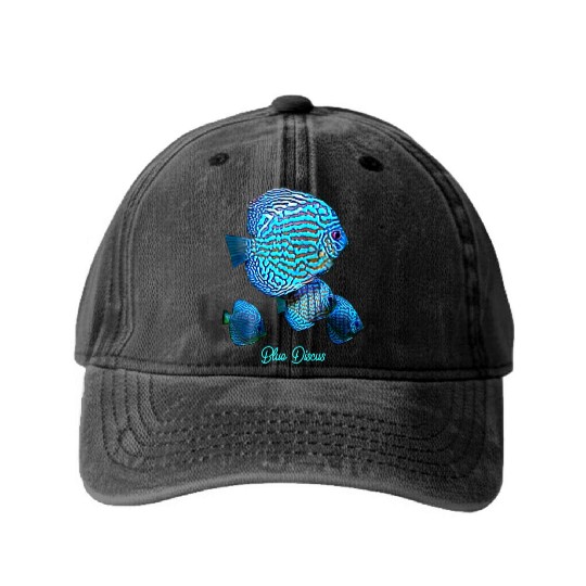 BLUE DISCUS FISH Washed Denim Baseball Caps
