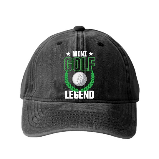 Funny Goofy Mini Golf Quotes Putt Putt Legend Washed Denim Baseball Caps