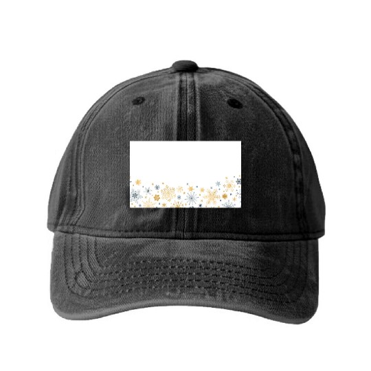 Elegant Snowflakes White Gold Silver Washed Denim Baseball Caps