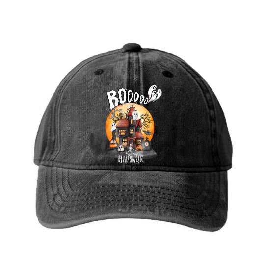 booooooooooo halloween town Washed Denim Baseball Caps