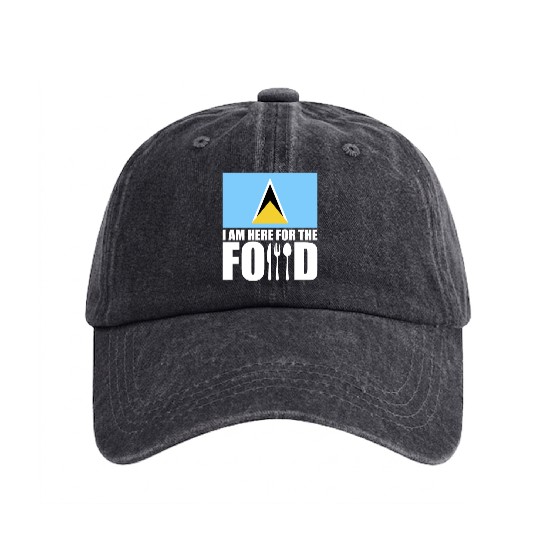 Saint Lucia flag souvenir food travel Washed Denim Baseball Caps