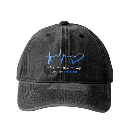 Faith Hope Love Charcot Marie Tooth Awareness Washed Denim Baseball Caps