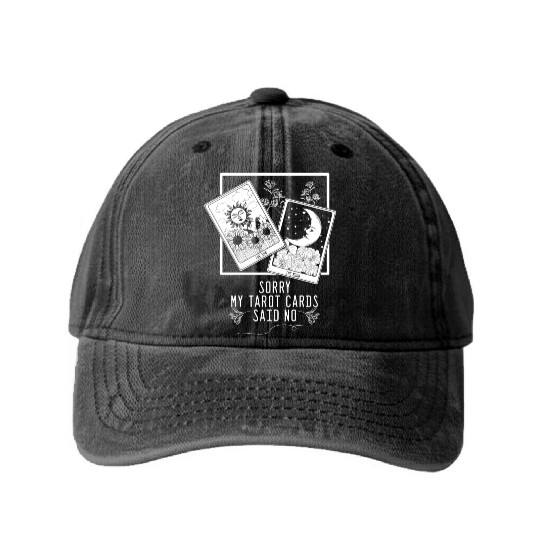 Gothic Moon Sun Tarot Card Said No Halloween Washed Denim Baseball Caps