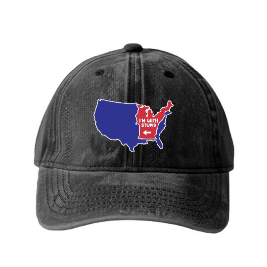 Vermont State US Design for patriotic Vermonters Washed Denim Baseball Caps