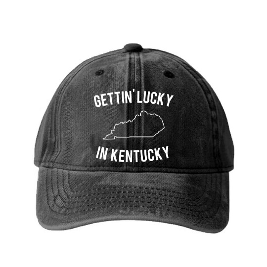 Getting Lucky In Kentucky Washed Denim Baseball Caps