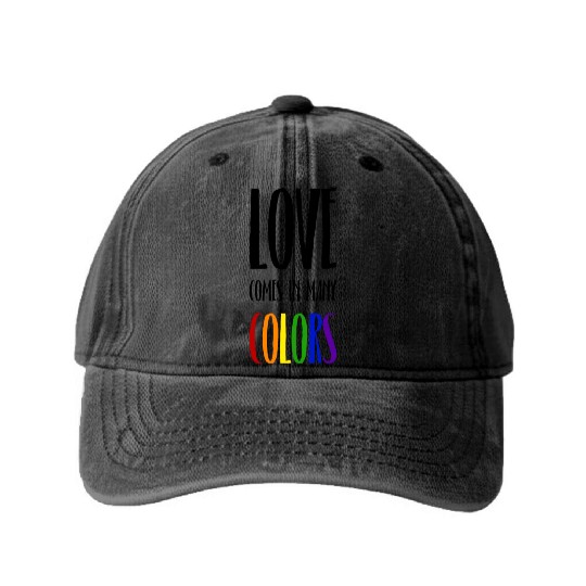 Love comes in many colors LGBTQI Washed Denim Baseball Caps