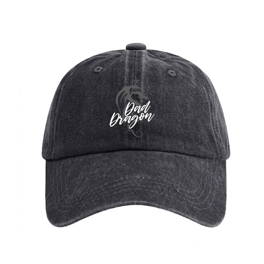 Dad Dragon - Father's Day Dragon Lover Mythical Washed Denim Baseball Caps