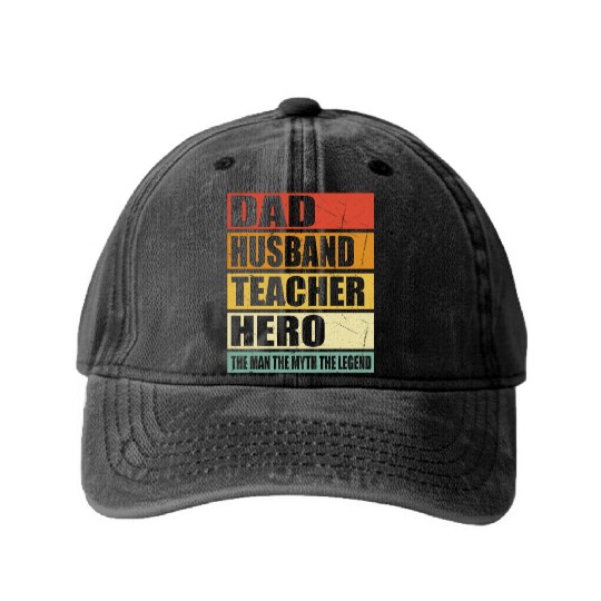 Dad Husband Teacher Hero Washed Denim Baseball Caps