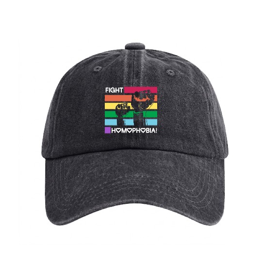 Fight Homophobia Pride Month LGBTQ Gay Pride Washed Denim Baseball Caps