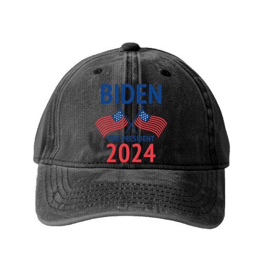 Joe Biden For President 2024 Washed Denim Baseball Caps