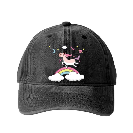 I love Unicorn Washed Denim Baseball Caps