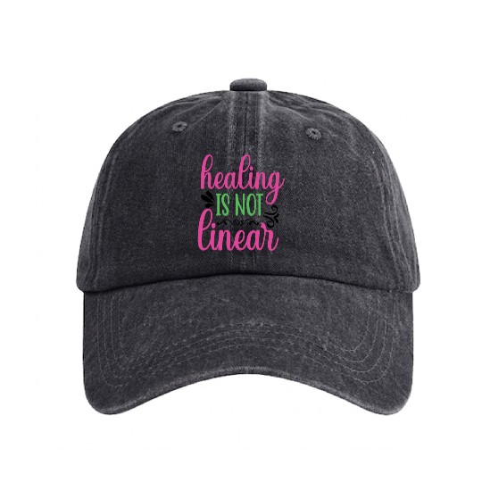 Healing-is-not-linear Mental Health Matter Washed Denim Baseball Caps