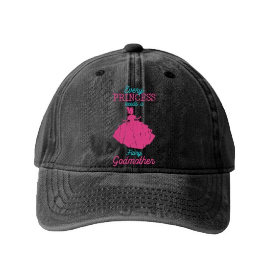 Every princess needs a fairy godmother - fairytale Washed Denim Baseball Caps