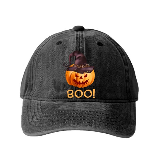 Halloween Pumpkin Washed Denim Baseball Caps