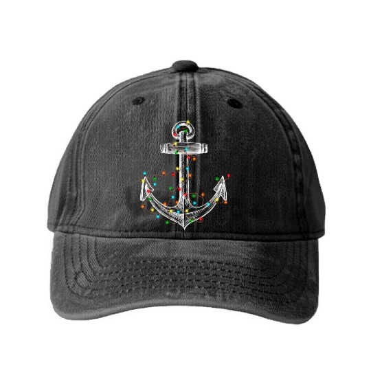 Christmas Lights Sailing Boat Christmas Cruise Washed Denim Baseball Caps