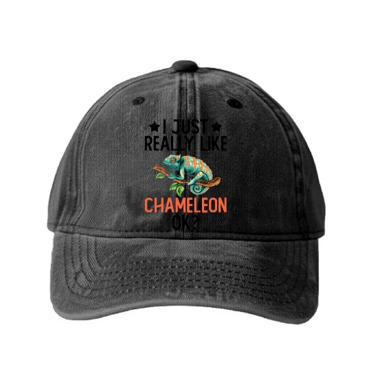 I Just Really Like Chameleon Lizard Reptile Pet Washed Denim Baseball Caps