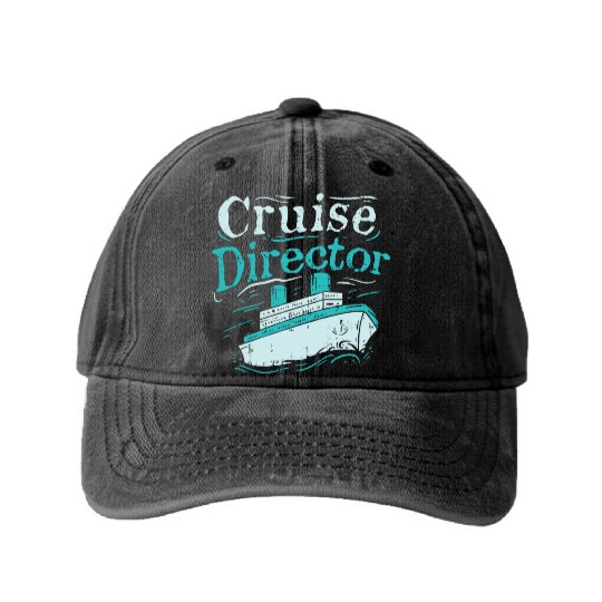 Cruise Director Cruising Ship Holidays vacation Washed Denim Baseball Caps